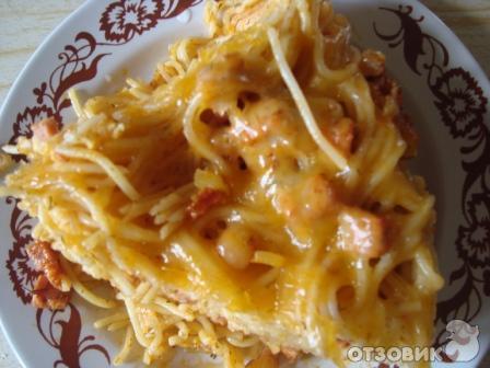 Рецепт Спагетти в соусе под сырной корочкой фото