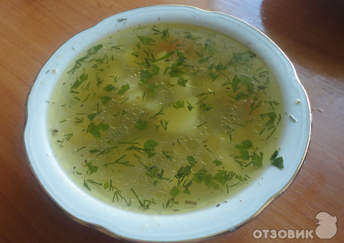 Рецепт Мясной суп на скорую руку в микроволновой печи фото