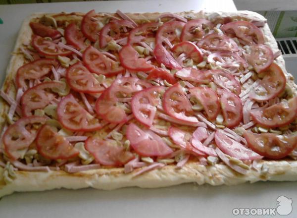 Рецепт Пицца с колбасой и шампиньонами фото