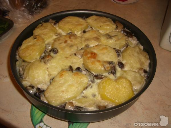 Рецепт Картофель с грибами, запечённый в духовке фото