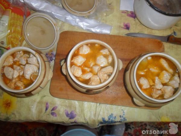 Рецепт Жаркое в горшочках с куриным филе фото