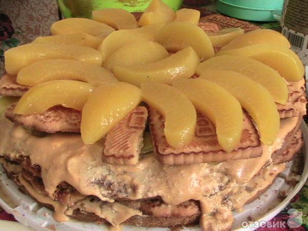 Торт из коржей купленных в магазине со сгущенкой и бананами рецепт с фото