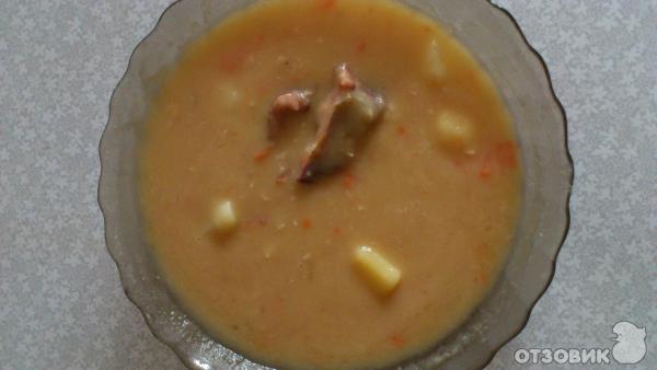 Рецепт супа - пюре горохового с копчеными ребрышками фото