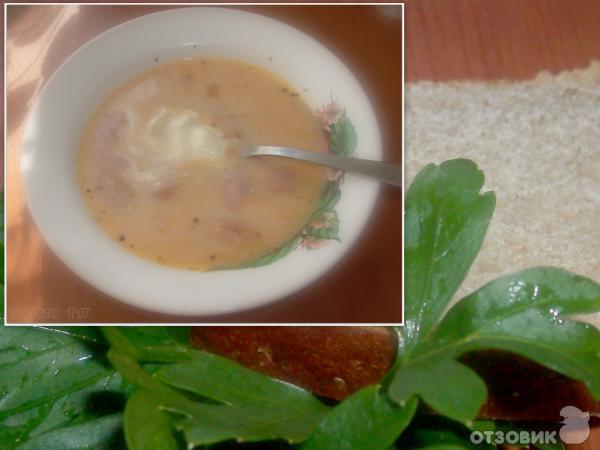 Рецепт Сырный суп с фасолью фото