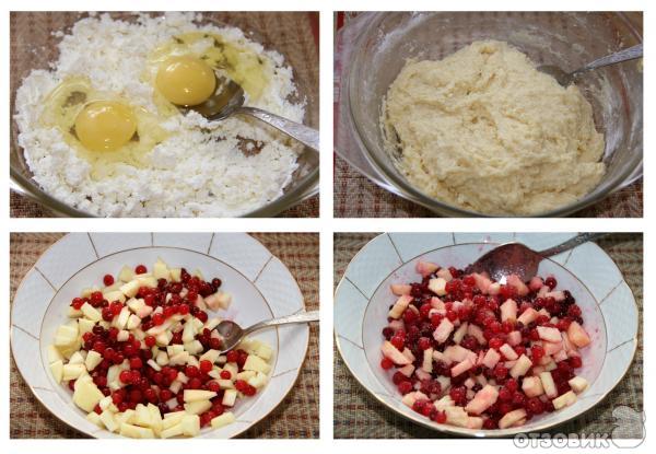 Рецепт Пирог творожный с яблоками и ягодой фото