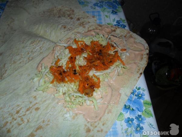 Рецепт Домашняя шаурма с мясом и овощами фото