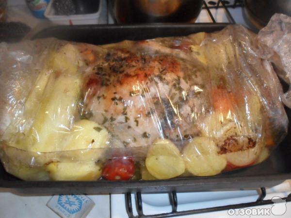 Рецепт Курица с овощами, запеченная в рукаве фото