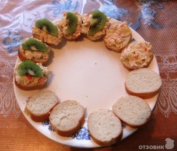 Рецепт бутербродов с киви и крабовыми палочками фото