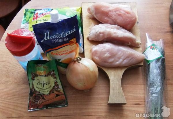 Рецепт куриное филе с грибами в сметанном соусе фото