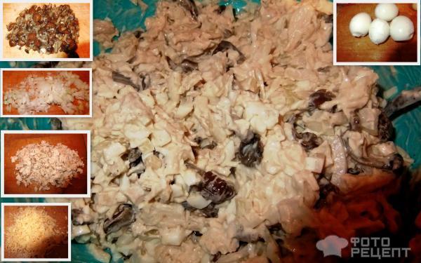 Рецепт салата курица с грибами фото
