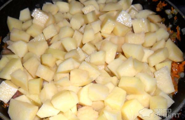 Рецепт Тушеный картофель с говядиной и помидорами фото