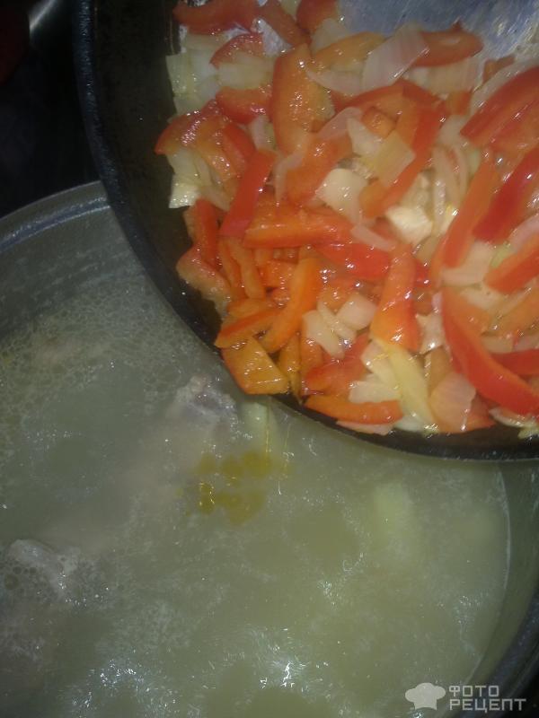Рецепт Суп из свиных косточек с красным перцем фото
