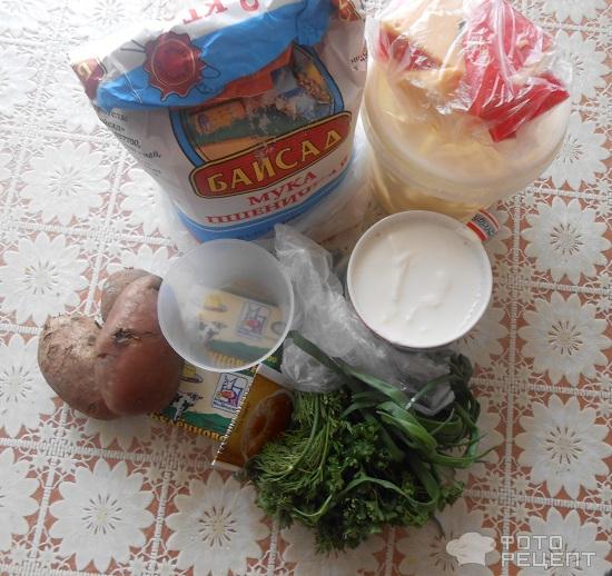 Рецепт Хычин с картофелем сыром и зеленью фото