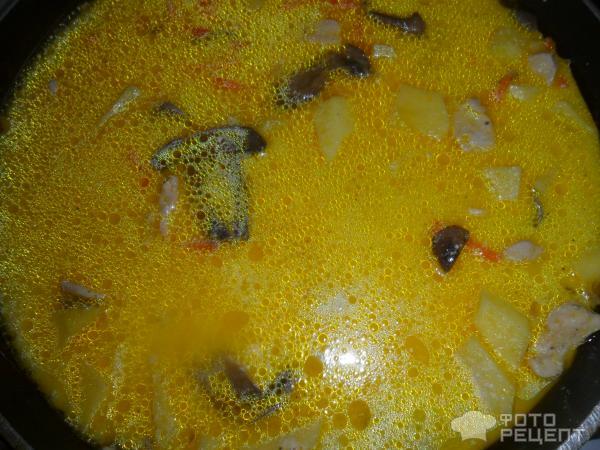 Рецепт Жаркое с куриным филе и грибами в сметане фото