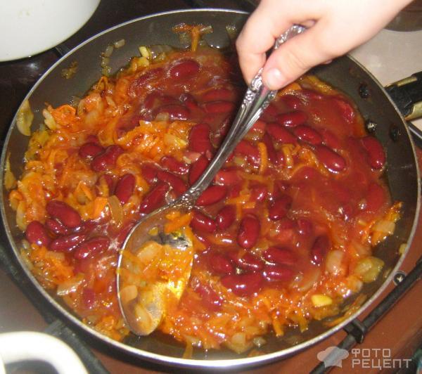 Рецепт Куриные сердечки с красной фасолью фото