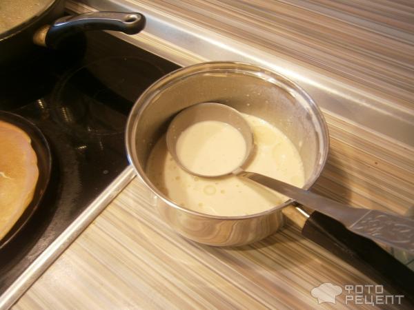 Рецепт Блины, фаршированные грибами, ветчиной и сыром фото