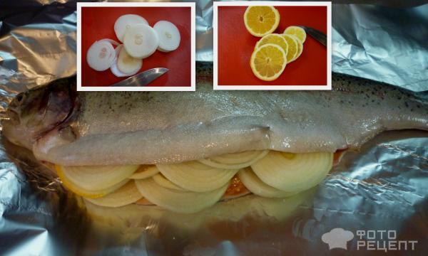 Рецепт Форель запеченная в фольге в духовке с лимоном и луком