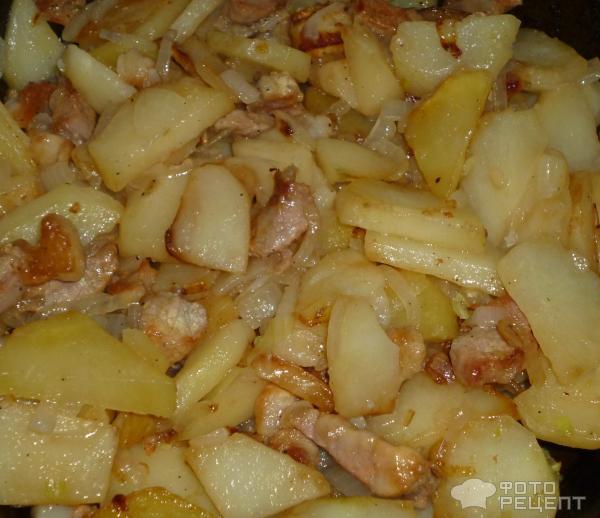 Рецепт Картошка, жареная на сале фото