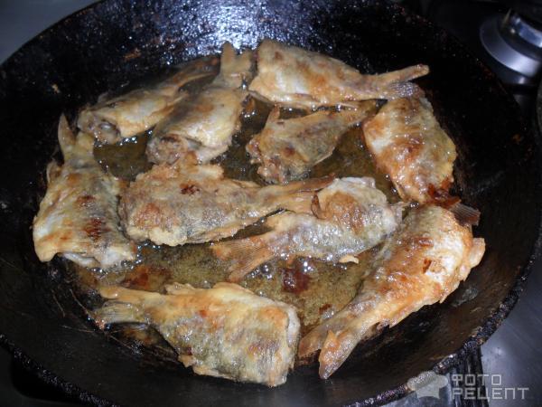 Рецепт Рыба жареная с кабачками, луком и помидорами фото