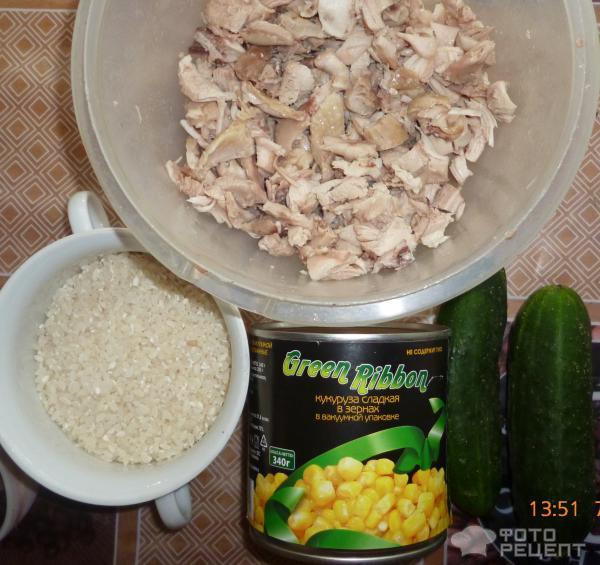 Рецепт салата с курицей и рисом фото