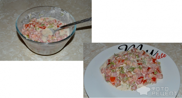 Рецепт Летний салат с помидорами и чесноком фото
