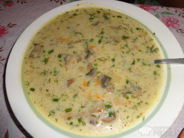 Рецепт Суп с шампиньонами и сливками фото