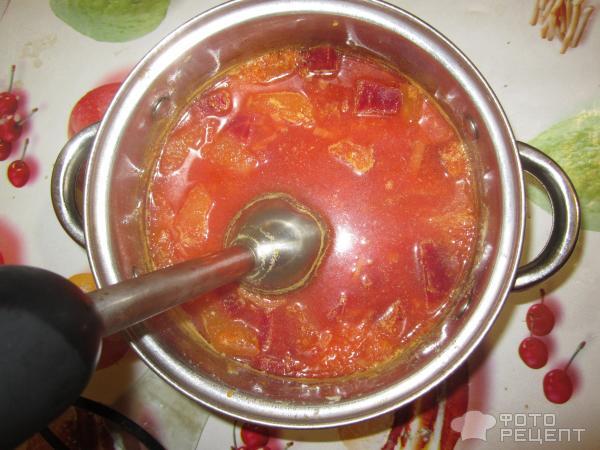 Рецепт Овощной суп-пюре с куриной ножкой фото