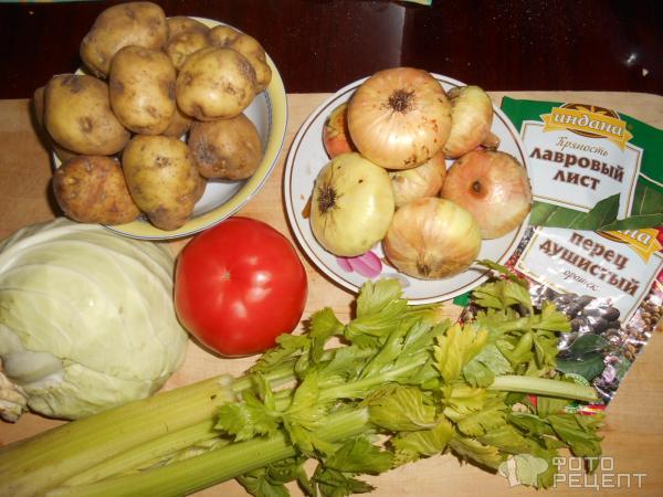 Постные Щи из свежей капусты с сельдереем