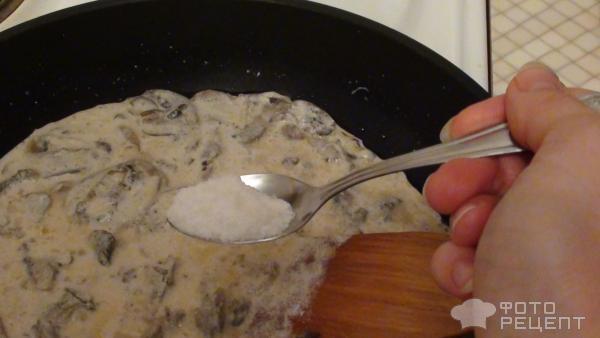 Рецепт Фунчоза с грибами в сливочно-сырном соусе фото