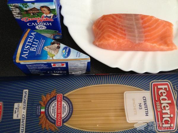 Рецепт Спагетти со сливочным соусом и лососем фото