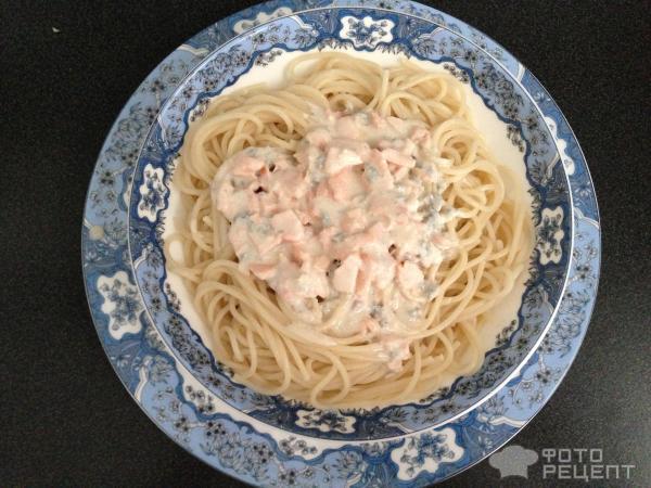 Рецепт Спагетти со сливочным соусом и лососем фото