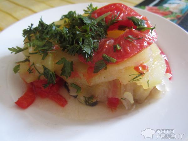 Рецепт Филе трески под овощной подушкой фото