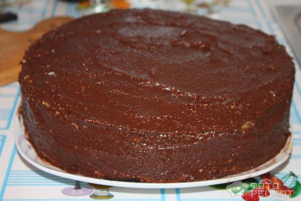 Рецепт торт Бисквит с персиком в шоколадной глазури фото