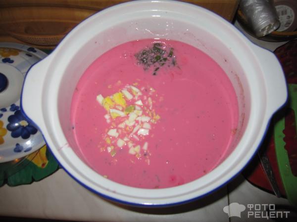 Рецепт Свекольник с жареной картошечкой и колбасой. фото