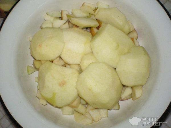Шарлотка бисквитная с яблоками и грушами фото