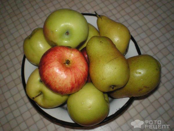 Шарлотка бисквитная с яблоками и грушами фото