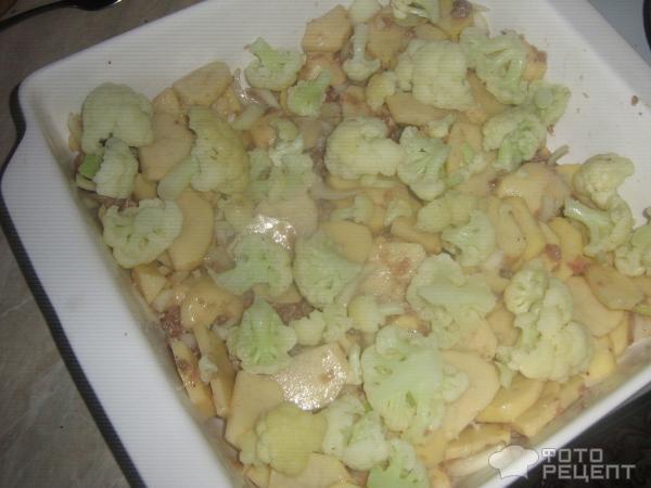 Запеченный картофель с цветной капустой фото