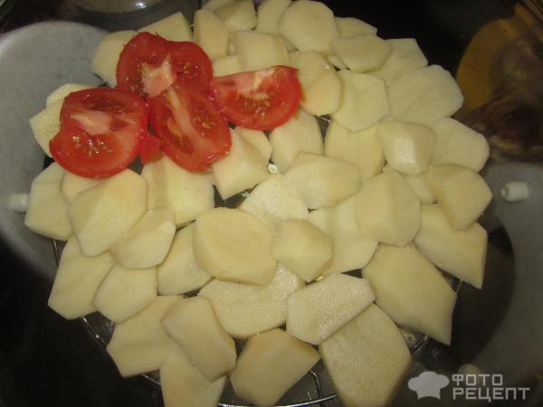 Курица с картошкой и помидором в аэрогриле фото