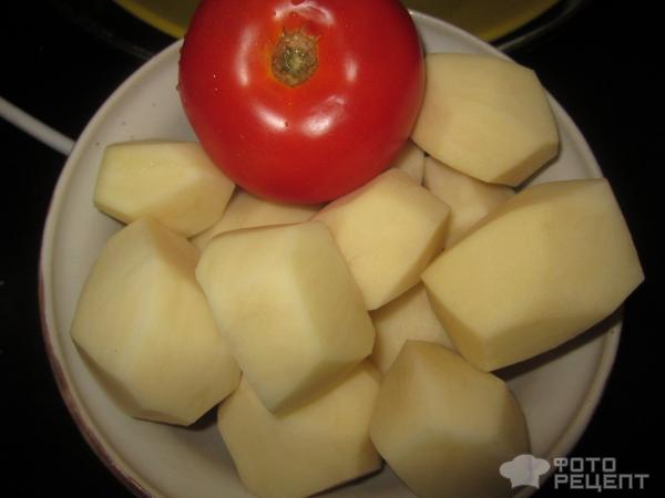 Курица с картошкой и помидором в аэрогриле фото