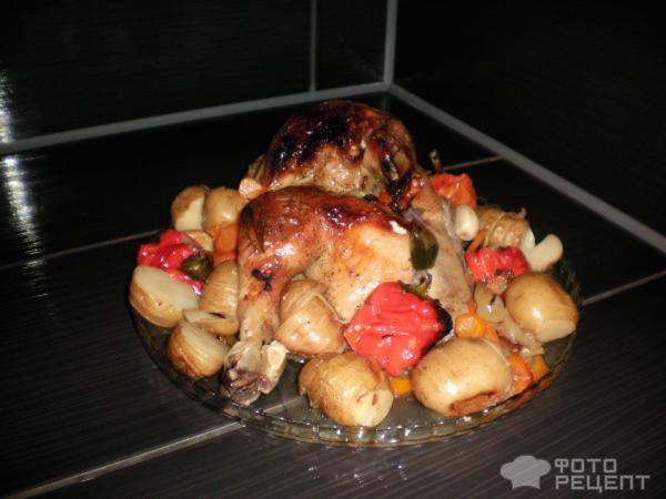 Курица с овощами, запеченная в рукаве