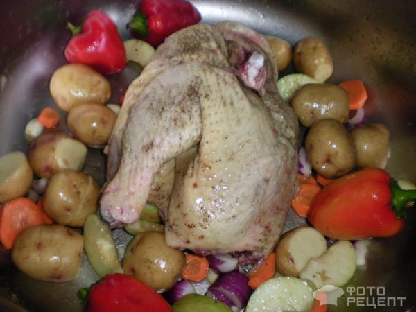 Курица с овощами, запеченная в рукаве