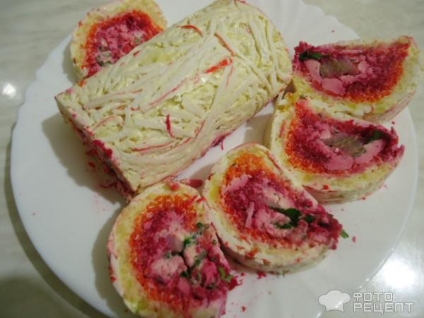 Селедка под шубой в рулете фото