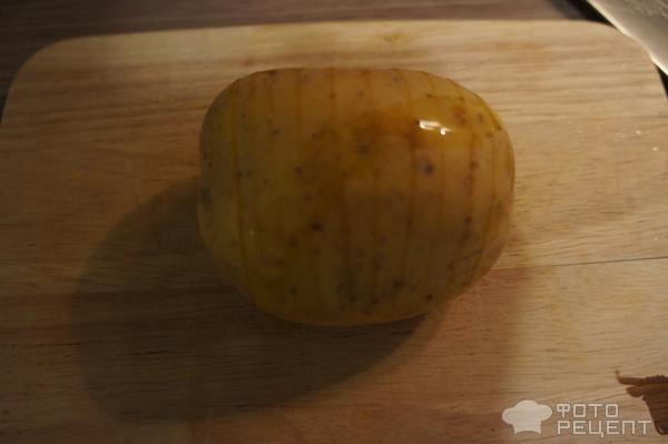 Картофельная гармошка с беконом фото
