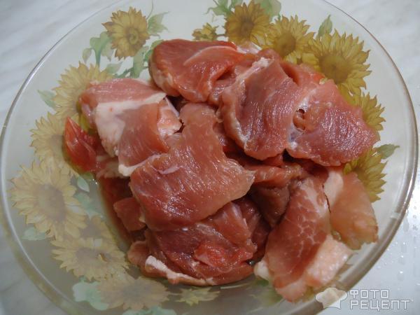 Свинина в клубничном соусе с фасолью маш фото