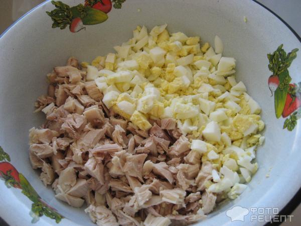 Салат из курицы, грибов и огурцов фото