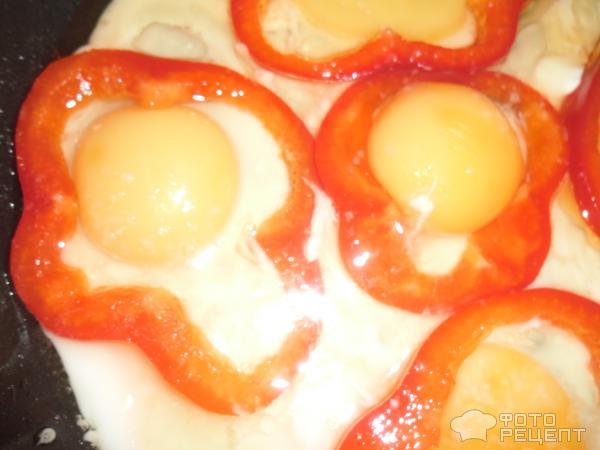 Яичница с перцем и помидорами фото