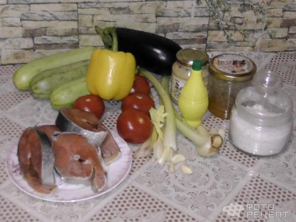 Рыба с овощами в медово-горчичном соусе фото