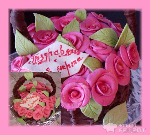 Торт Корзинка с розами фото