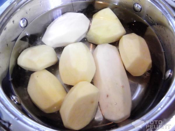 Картофель запеченный с фаршем из индейки и шампиньонами фото