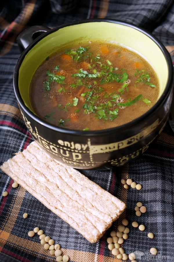 Чечевичный суп с сушеными грибами фото
